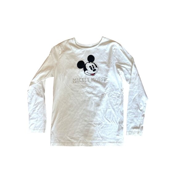 Disney Store Women's White Mickey Mouse Rhinestone Long Sleeve T-Shirt Size S - Picture 3 of 5
